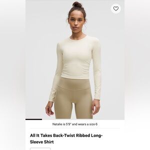 Lululemon Athletica all it takes back twist long sleeve